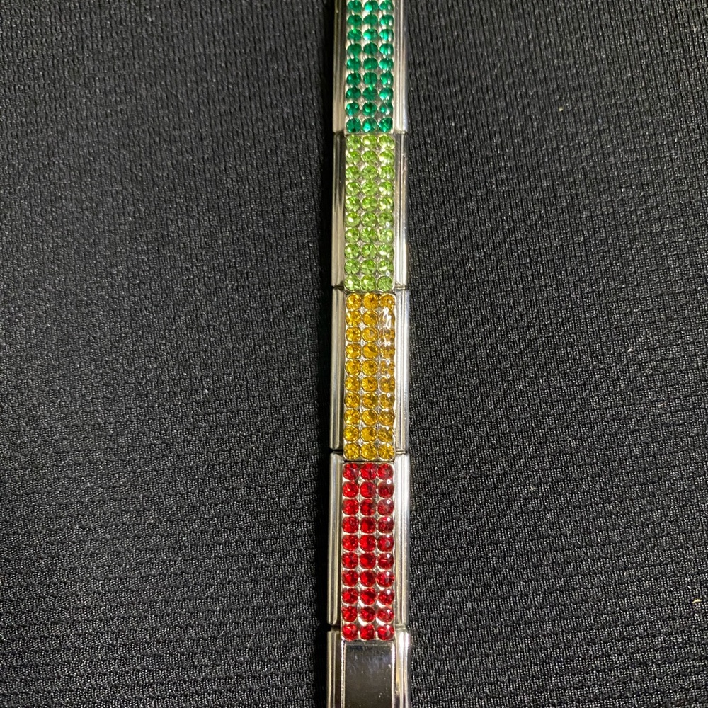 Pride Rainbow Italian Charm Bracelet (6) Rhinestones Stainless Steel w/x links. - Picture 2 of 10